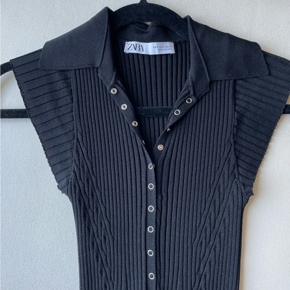 Zara Rib Button Down Midi Dress